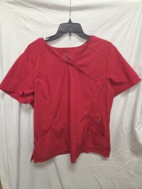 Cherokee Infinity Women's Scrub V Neck Shirt Red XL Multiple Pockets